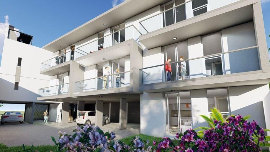 Render de balcones y jardín